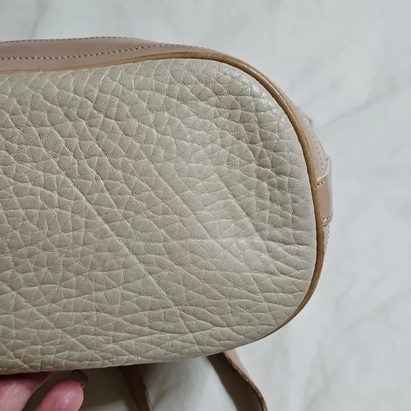 Dooney and Bourke Cream and Tan Pebble Leather Tote Bag - Picture 6 of 12